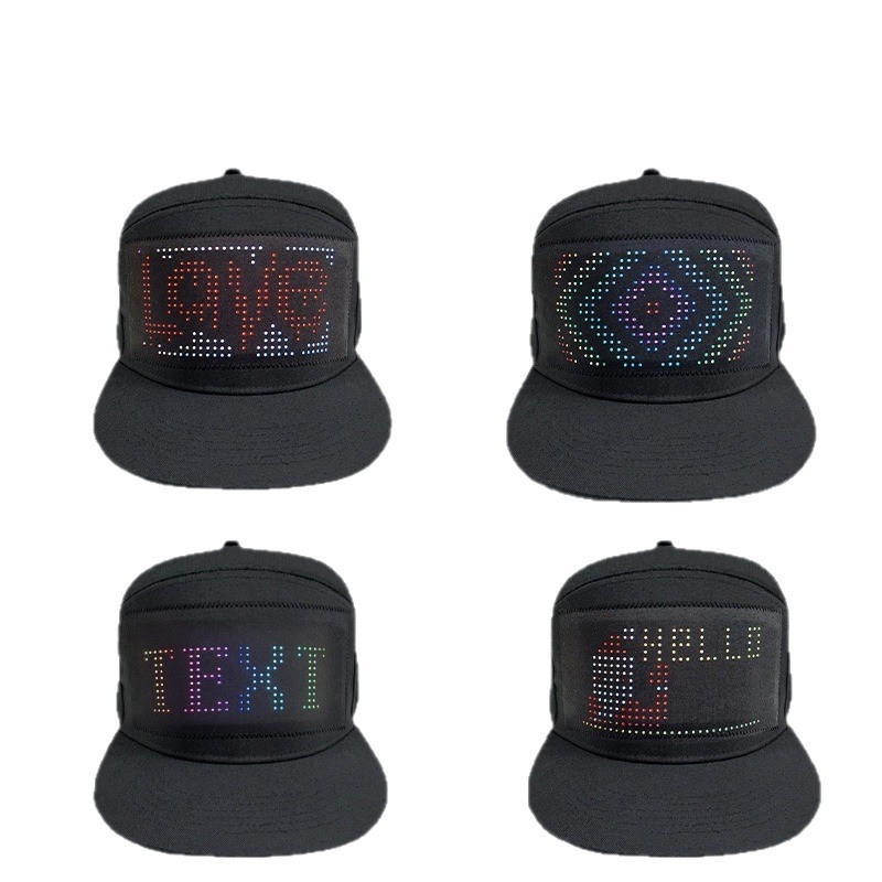 LED skrybėlė minkštas ekranas „Bluetooth“ „pasidaryk pats“ mobiliojo telefono rinkinys subtitrai slinktis, vaikščioti žodis, skėtis nuo saulės.
