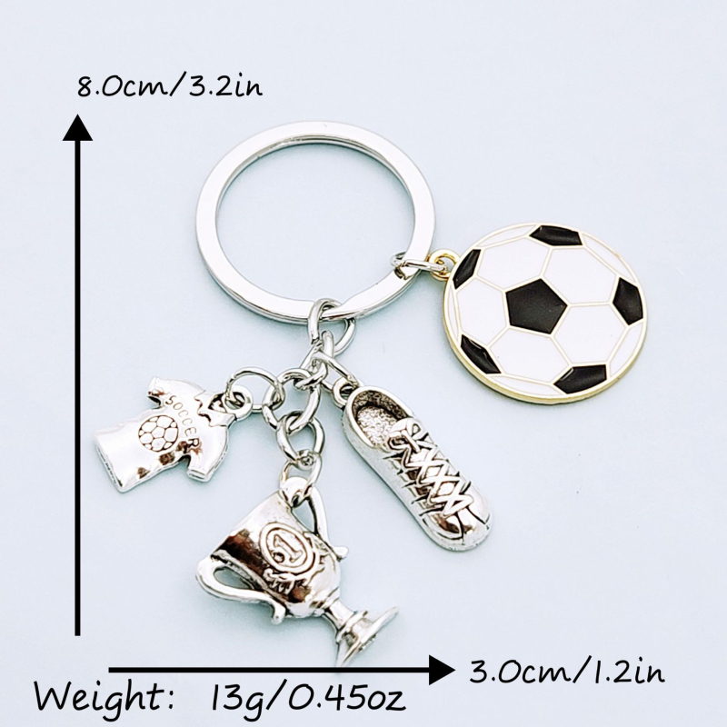 Madingas metalinis raktų pakabukas, aš myliu futbolą, futbolo uniformos trofėjų raktų pakabukas, sportinis raktų pakabukas, sportininko dovana