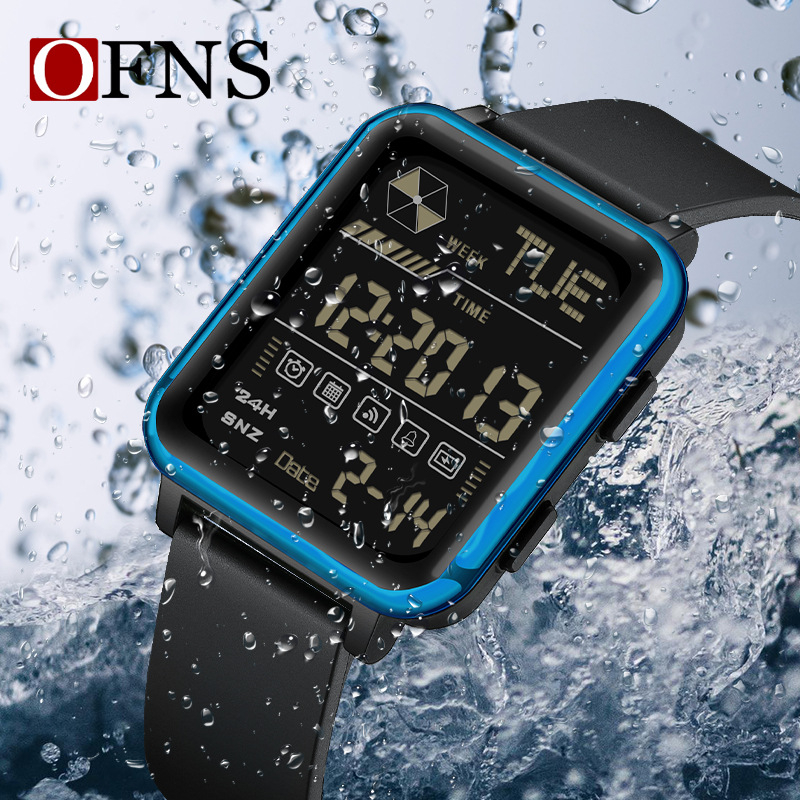 OFNS-i kuummüügis olevad ruudukujulised spordikellad meestele ja naistele teismelistele multifunktsionaalne veekindel äratuskell õpilastele mõeldud elektrooniline kell hulgimüügis