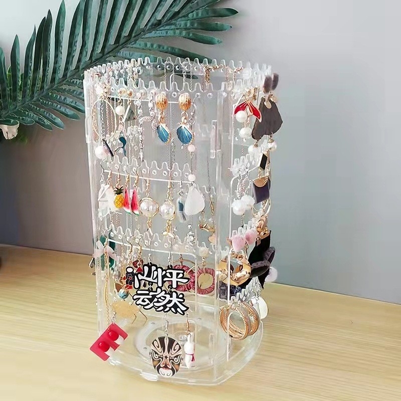 Kõrvarõngaste ehete vitriin ümmargune mitmekihiline rippuv kaelakee kõrvaklambrid kõrvarõngad suure mahutavusega pöörlev ehteriiul