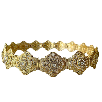 Lähis-Ida kuldne ja hõbedane daami metallikõõnes sädelev inkrusteeritud kristall-araabia rüü dekoratiivne vöö pulmafestivaliks