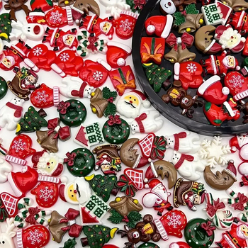 Határokon átnyúló, népszerű 100 db-os karácsonyi gyanta kiegészítők, karácsonyi harisnyák, hópehely, barkácsolás, mobiltelefon tok, folt kiegészítők, laza gyöngyök