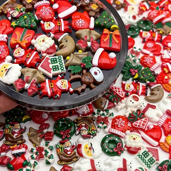 Διασυνοριακά, 100 τεμάχια, Χριστουγεννιάτικα Αξεσουάρ Ρητίνης, Χριστουγεννιάτικες Κάλτσες, Χιονονιφάδα, Θήκη Κινητού Τηλεφώνου, Αξεσουάρ Μπάλωμα, Χάντρες