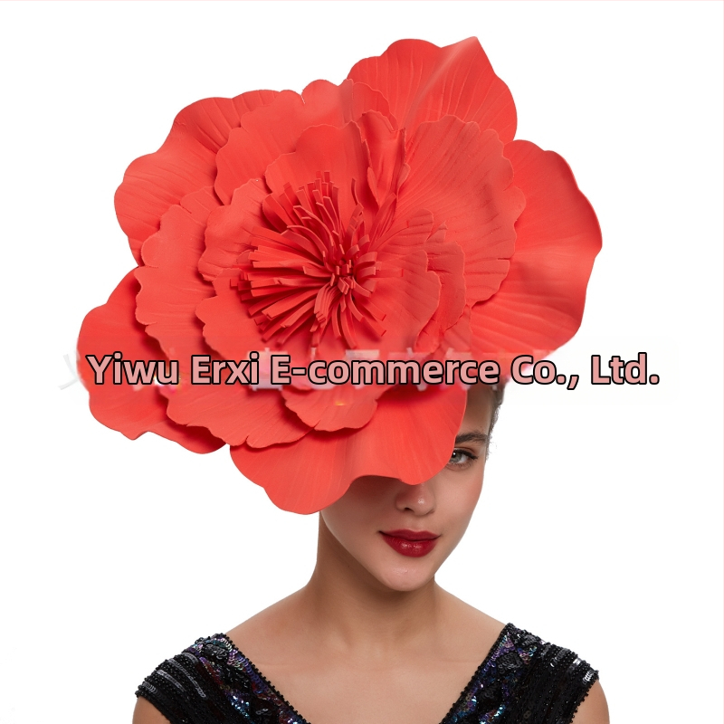 Европейска и американска мода Преувеличени цветя Булчински бал Снимка Голямо цвете Жокей клуб Обръч за коса Цилиндър Шапка Коледа Шапки Аксесоари за коса