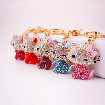 Kuxi animacinis mielas žaismingas kačiukas deimantinis automobilio raktų pakabukas metalinis pakabukas moteriškas krepšys aksesuarai raktų pakabukas 127