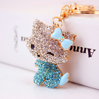 Kuxi κινούμενα σχέδια χαριτωμένο παιχνιδιάρικο γατάκι διαμάντι μπρελόκ αυτοκινήτου μεταλλικό μενταγιόν γυναικεία τσάντα αξεσουάρ μπρελόκ 127