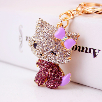 Kuxi κινούμενα σχέδια χαριτωμένο παιχνιδιάρικο γατάκι διαμάντι μπρελόκ αυτοκινήτου μεταλλικό μενταγιόν γυναικεία τσάντα αξεσουάρ μπρελόκ 127
