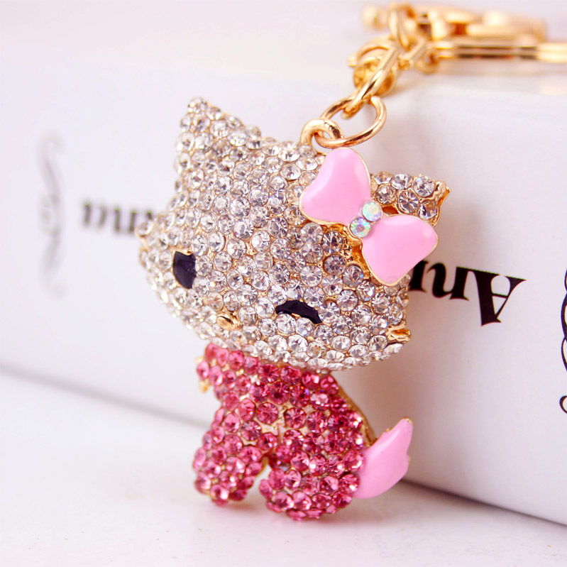 Kuxi animacinis mielas žaismingas kačiukas deimantinis automobilio raktų pakabukas metalinis pakabukas moteriškas krepšys aksesuarai raktų pakabukas 127