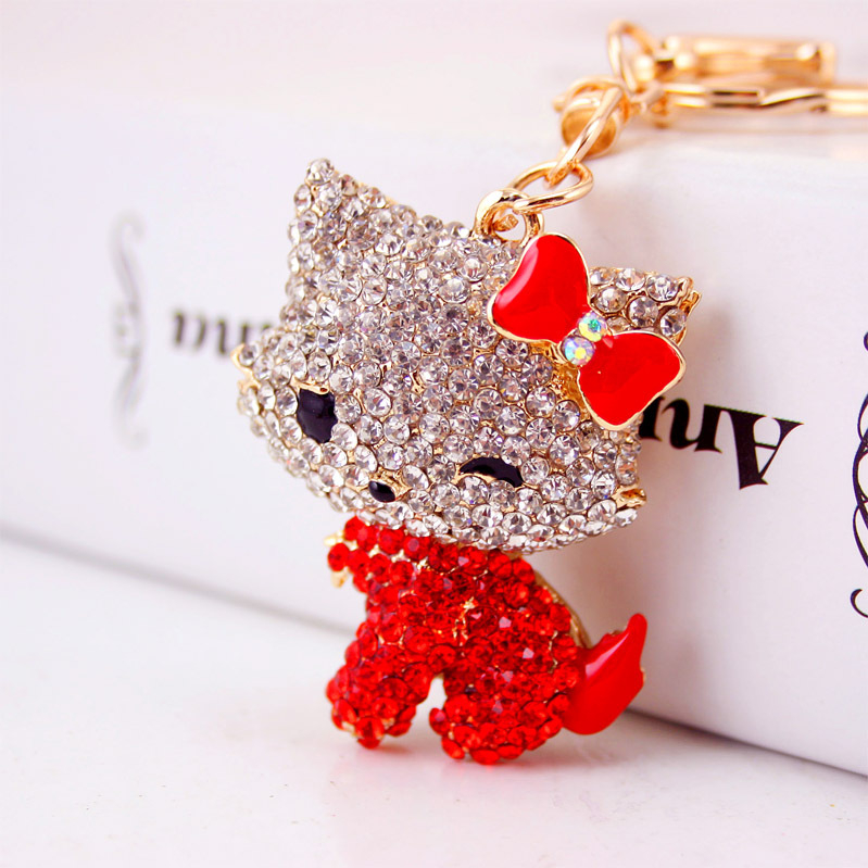 Kuxi animacinis mielas žaismingas kačiukas deimantinis automobilio raktų pakabukas metalinis pakabukas moteriškas krepšys aksesuarai raktų pakabukas 127