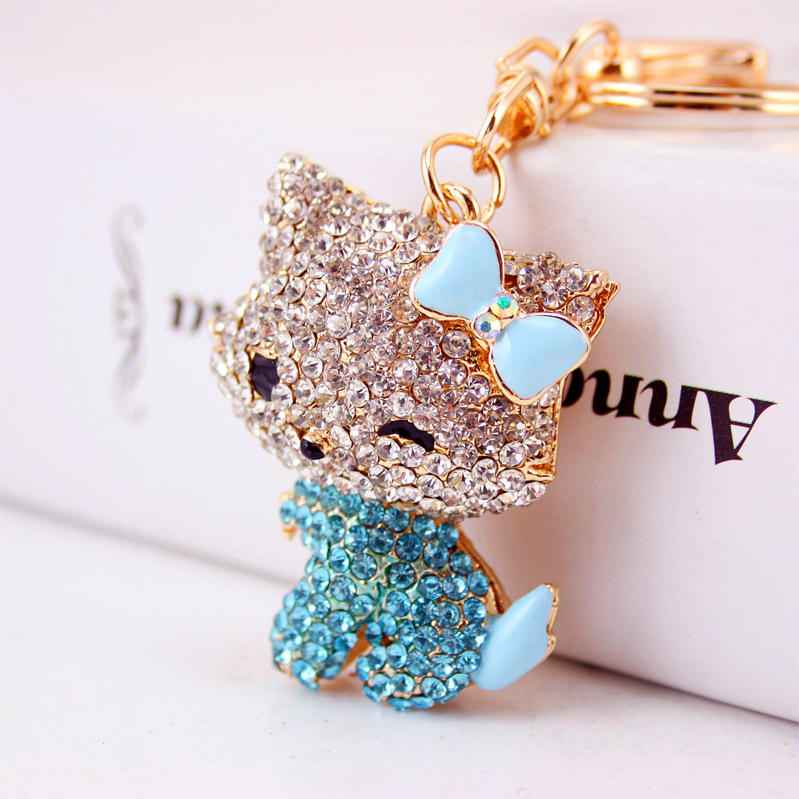 Kuxi animacinis mielas žaismingas kačiukas deimantinis automobilio raktų pakabukas metalinis pakabukas moteriškas krepšys aksesuarai raktų pakabukas 127
