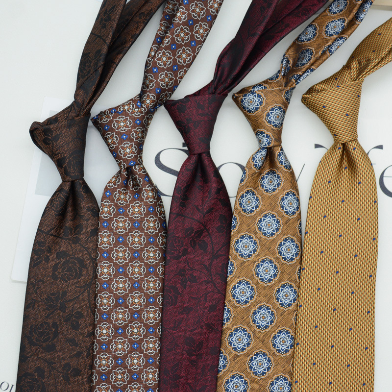 Kravata za muškarce, formalna odjeća u korejskom stilu, britanski poslovni gospodin, europski i američki stil, smeđa kaki poslovna odjeća, 8 cm, ručna izrada