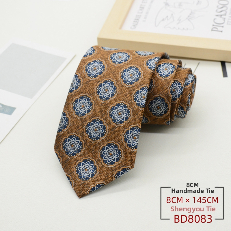 Kravata za muškarce, formalna odjeća u korejskom stilu, britanski poslovni gospodin, europski i američki stil, smeđa kaki poslovna odjeća, 8 cm, ručna izrada