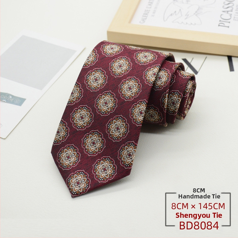 Kravata za muškarce, formalna odjeća u korejskom stilu, britanski poslovni gospodin, europski i američki stil, smeđa kaki poslovna odjeća, 8 cm, ručna izrada