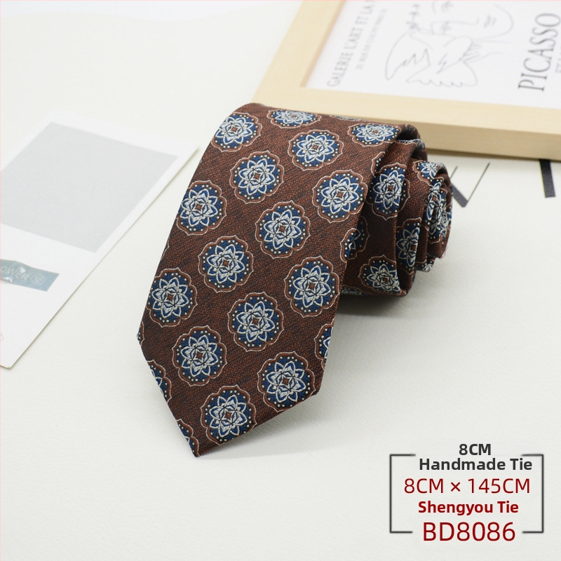 Kravata za muškarce, formalna odjeća u korejskom stilu, britanski poslovni gospodin, europski i američki stil, smeđa kaki poslovna odjeća, 8 cm, ručna izrada