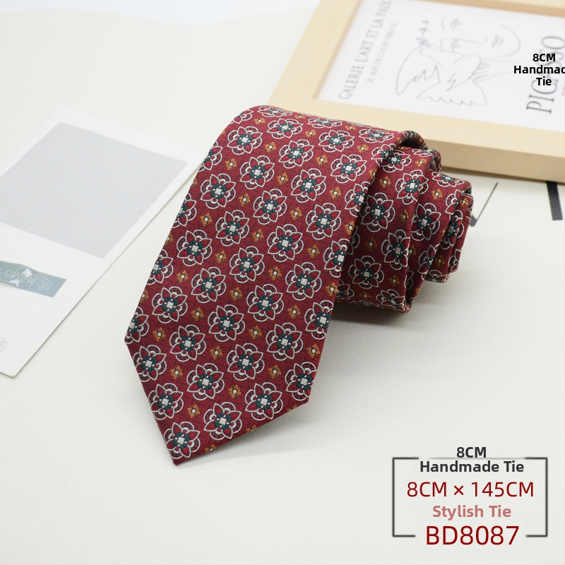 Kravata za muškarce, formalna odjeća u korejskom stilu, britanski poslovni gospodin, europski i američki stil, smeđa kaki poslovna odjeća, 8 cm, ručna izrada