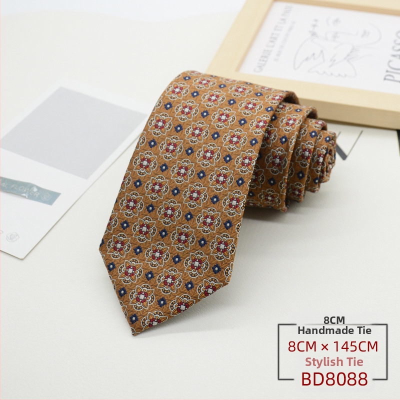 Kravata za muškarce, formalna odjeća u korejskom stilu, britanski poslovni gospodin, europski i američki stil, smeđa kaki poslovna odjeća, 8 cm, ručna izrada
