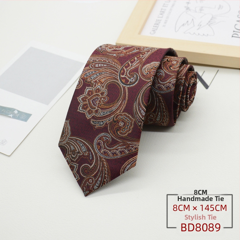 Kravata za muškarce, formalna odjeća u korejskom stilu, britanski poslovni gospodin, europski i američki stil, smeđa kaki poslovna odjeća, 8 cm, ručna izrada