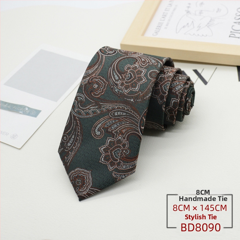 Kravata za muškarce, formalna odjeća u korejskom stilu, britanski poslovni gospodin, europski i američki stil, smeđa kaki poslovna odjeća, 8 cm, ručna izrada
