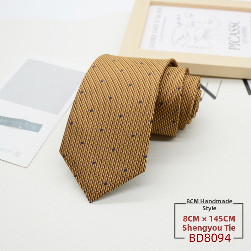 Kravata za muškarce, formalna odjeća u korejskom stilu, britanski poslovni gospodin, europski i američki stil, smeđa kaki poslovna odjeća, 8 cm, ručna izrada