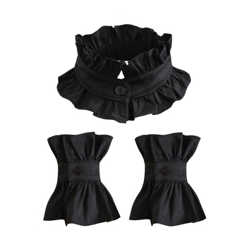 Διασυνοριακός πλισέ vintage μονός γιακάς από γαλλικό βαμβάκι Amazon, αριστοκρατικός γιακάς πριγκίπισσας με βολάν, ψεύτικος γιακάς σε όλα τα χρώματα