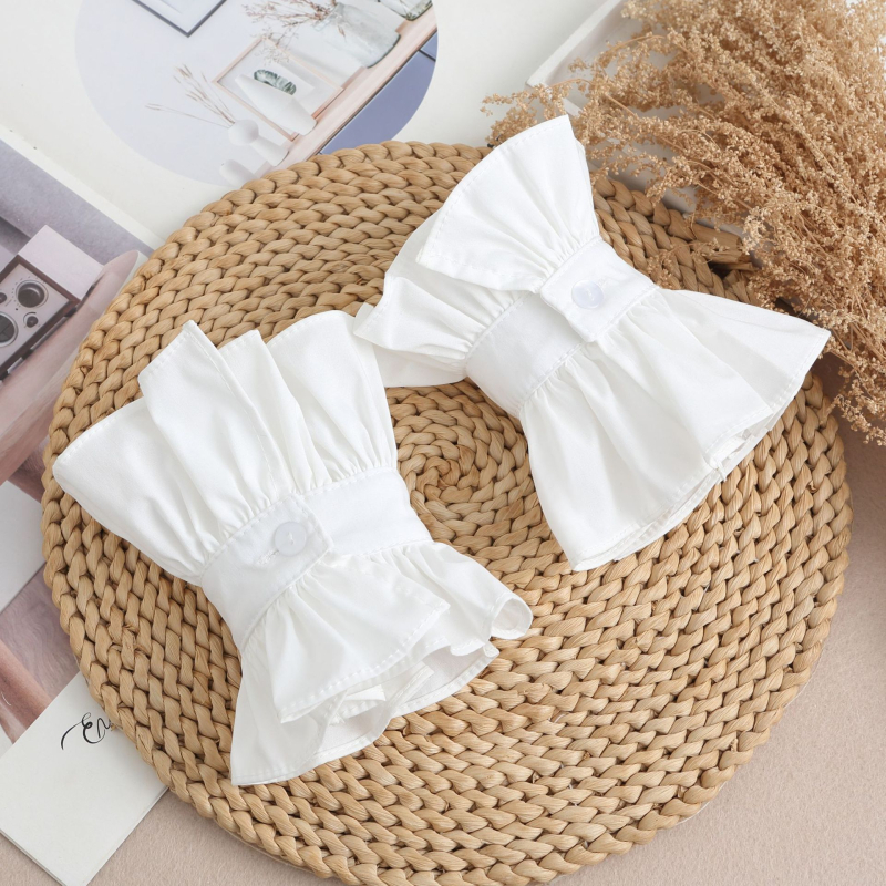 Tarpvalstybinė „Amazon“ prancūziškos medvilnės klostuota vintažinė vienguba apykaklė aristokratiška princesės apykaklė su raukiniais, tinkanti visiems modeliams.