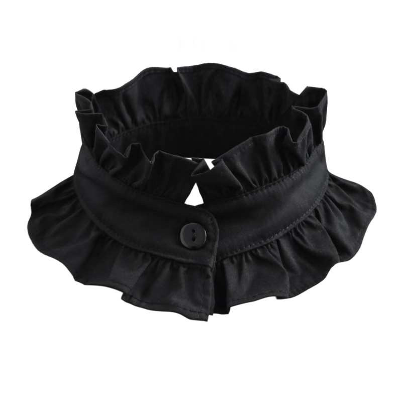 Tarpvalstybinė „Amazon“ prancūziškos medvilnės klostuota vintažinė vienguba apykaklė aristokratiška princesės apykaklė su raukiniais, tinkanti visiems modeliams.