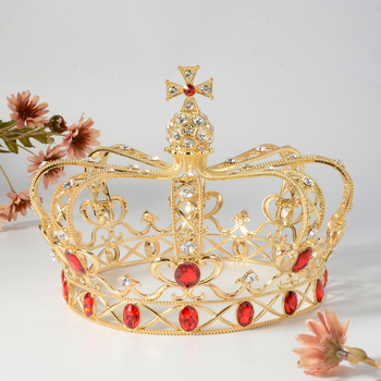 HG1565 barokk-vintage kuninganna printsi meeste ja naiste universaalsed juukseaksessuaarid peakattekroonid uue saabumisega suur ümmargune kroon