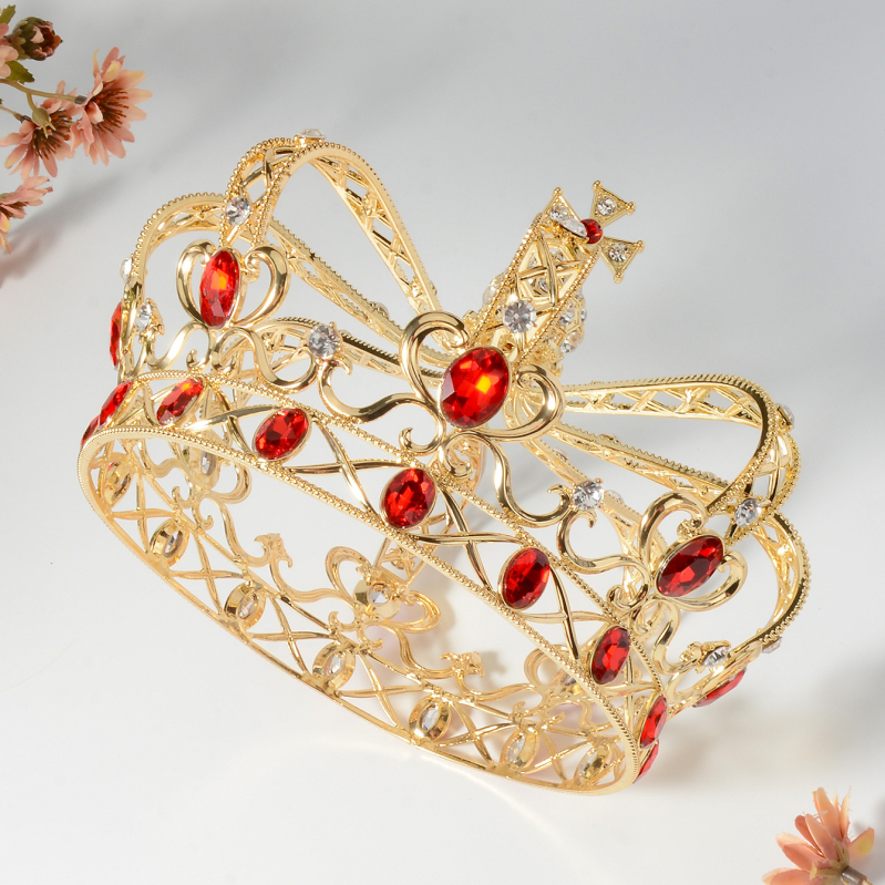 HG1565 barokk-vintage kuninganna printsi meeste ja naiste universaalsed juukseaksessuaarid peakattekroonid uue saabumisega suur ümmargune kroon