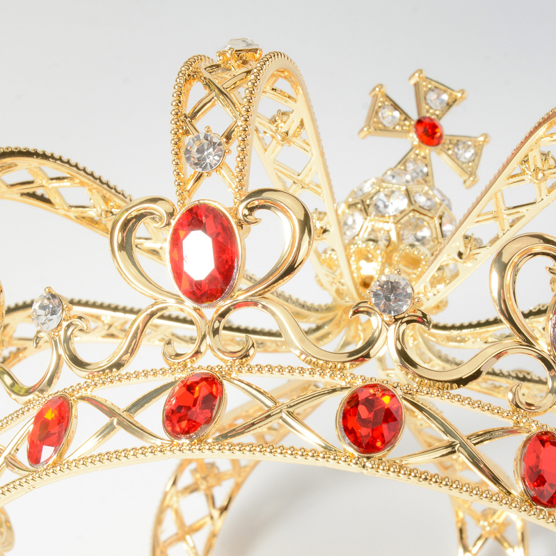 HG1565 barokk-vintage kuninganna printsi meeste ja naiste universaalsed juukseaksessuaarid peakattekroonid uue saabumisega suur ümmargune kroon