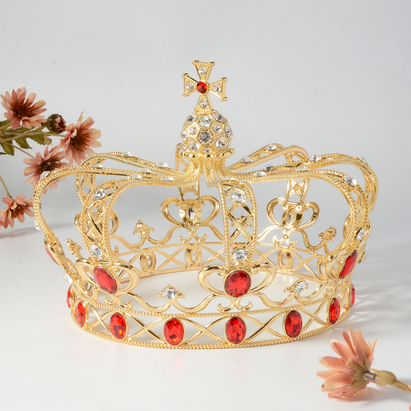 HG1565 barokk-vintage kuninganna printsi meeste ja naiste universaalsed juukseaksessuaarid peakattekroonid uue saabumisega suur ümmargune kroon