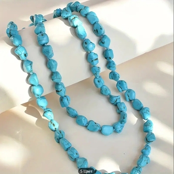 1 τεμάχιο κολιέ με χάντρες από φυσικό τιρκουάζ, κοσμήματα από φυσικό πετράδι, κομψά, μοντέρνα κοσμήματα Pojo για εφήβους