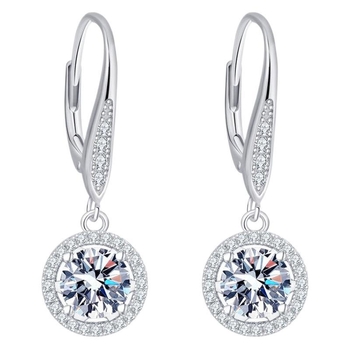 Europietiški ir amerikietiški prabangūs „Moissanite“ apvalūs auskarai su sagtimi iš S925 sidabro, prancūziškos sagties, madingi klasikiniai keturių letenų auskarų kabliukai su kryžminiu kraštu.