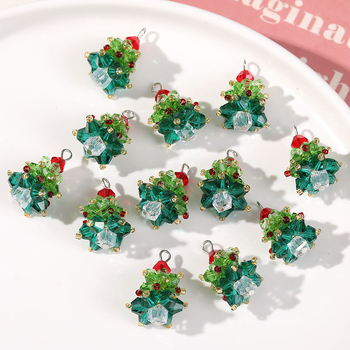 Kalėdinių atostogų atmosferos spalvos krištolinis Kalėdų eglutės pakabukas „pasidaryk pats“ rankų darbo plaukų segtukų aksesuarai auskarai medžiaga didmeninė prekyba