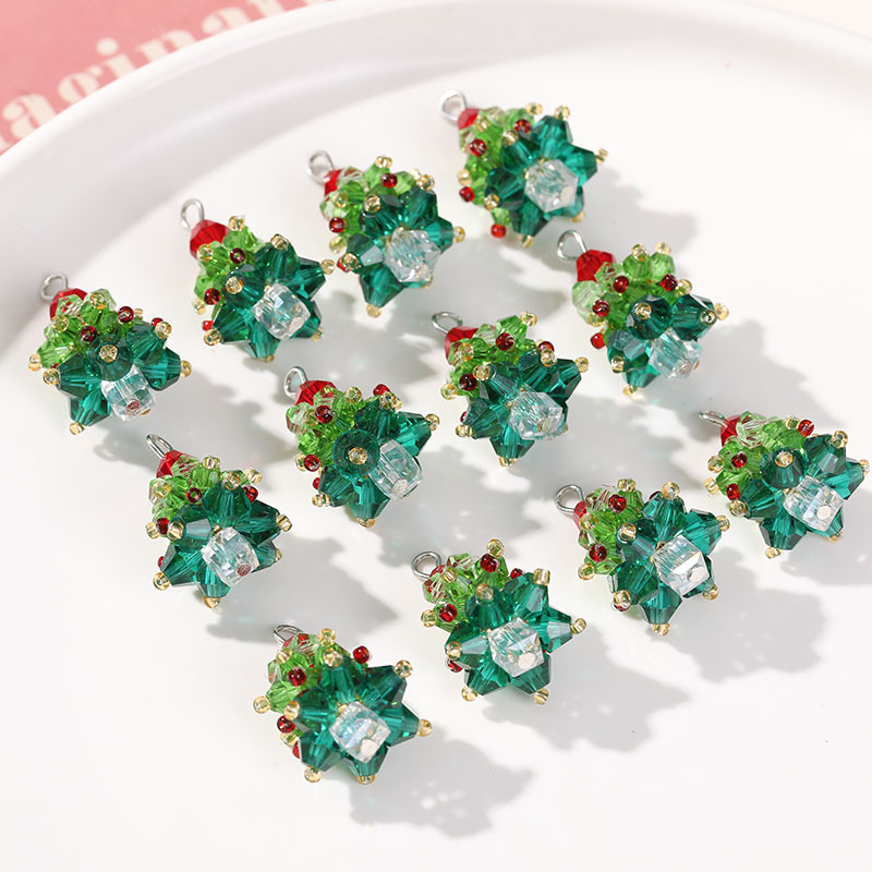 Kalėdinių atostogų atmosferos spalvos krištolinis Kalėdų eglutės pakabukas „pasidaryk pats“ rankų darbo plaukų segtukų aksesuarai auskarai medžiaga didmeninė prekyba