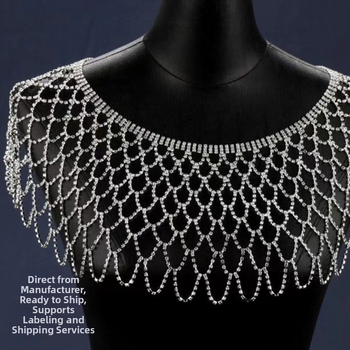 Modes rhinestones sieta doba gara pušķa kulona plecu doba šalle modes blūze ķermeņa ķēde sieviešu pārrobežu sprādzieni