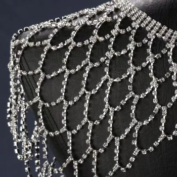 Modes rhinestones sieta doba gara pušķa kulona plecu doba šalle modes blūze ķermeņa ķēde sieviešu pārrobežu sprādzieni
