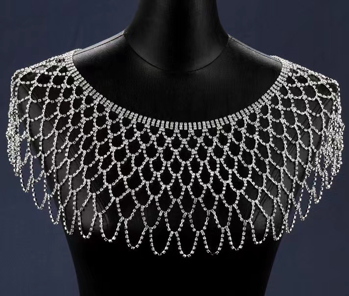 Modes rhinestones sieta doba gara pušķa kulona plecu doba šalle modes blūze ķermeņa ķēde sieviešu pārrobežu sprādzieni