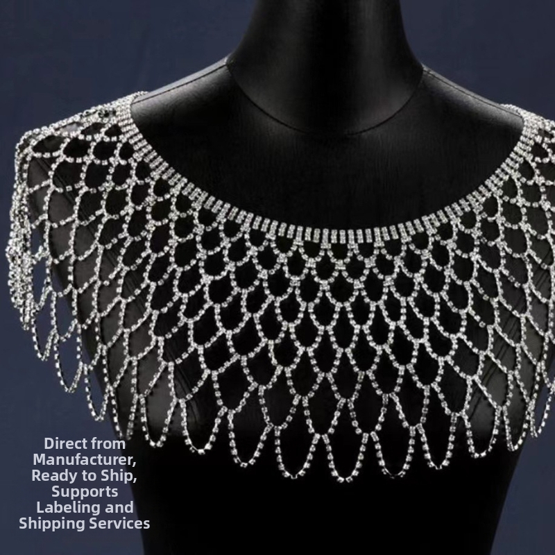 Modes rhinestones sieta doba gara pušķa kulona plecu doba šalle modes blūze ķermeņa ķēde sieviešu pārrobežu sprādzieni