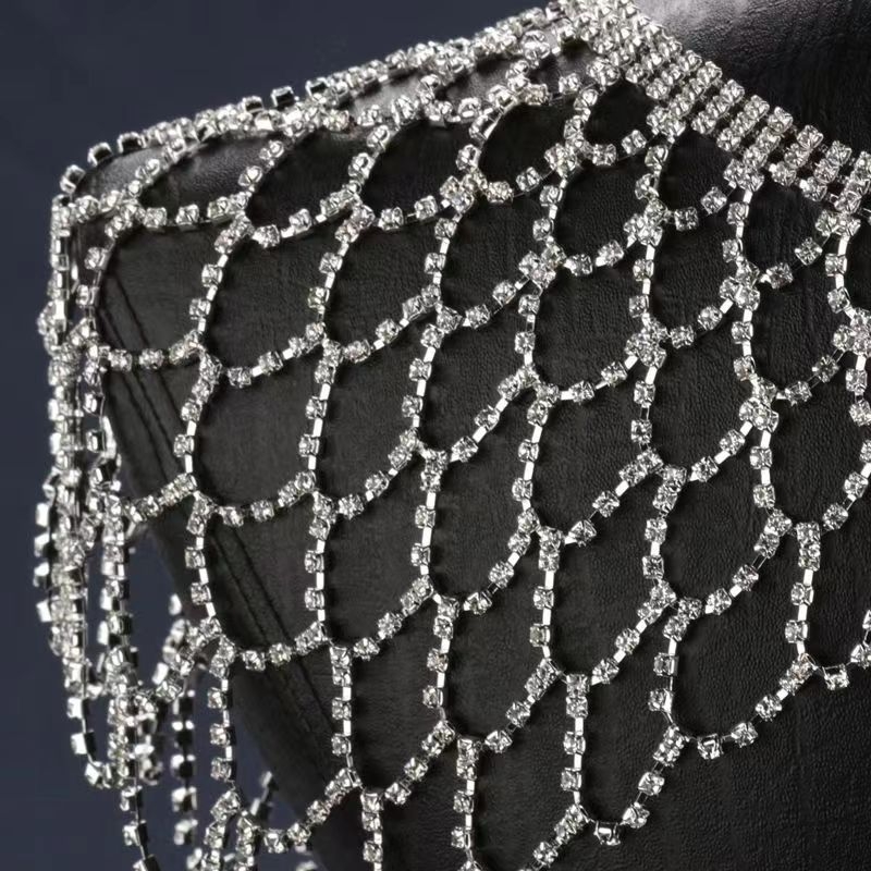 Modes rhinestones sieta doba gara pušķa kulona plecu doba šalle modes blūze ķermeņa ķēde sieviešu pārrobežu sprādzieni