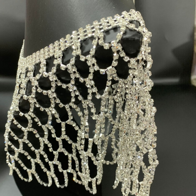 Modes rhinestones sieta doba gara pušķa kulona plecu doba šalle modes blūze ķermeņa ķēde sieviešu pārrobežu sprādzieni