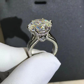 Ženski srebrni prsten s okruglim dijamantima, osam srca i osam strijela, bijelim rezom, visokokarbonskim dijamantom, 12 karata, VVS stupanj D, boja 3EX