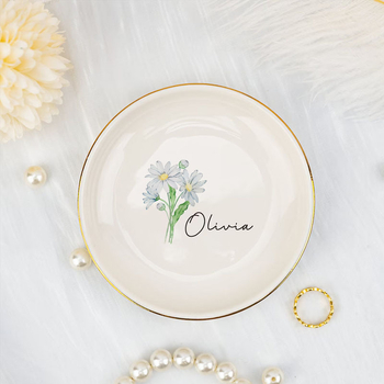 Διασυνοριακή Ζεστή Πώληση ETSY Amazon TEMU Μονόχρωμο Κεραμικό Πιάτο Κοσμημάτων Δώρο για Παράνυμφους Προσαρμογή Λουλουδιών Γενεθλίων