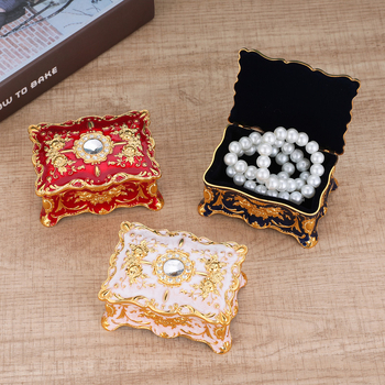 Stil european cutie de bijuterii metalică emailată culoare creativă inel colier cercei cutie de depozitare Vintage nod cadou de căsătorie