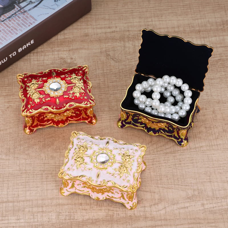 Stil european cutie de bijuterii metalică emailată culoare creativă inel colier cercei cutie de depozitare Vintage nod cadou de căsătorie