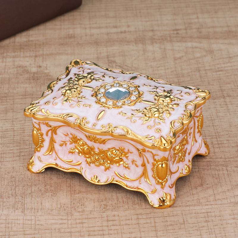 Stil european cutie de bijuterii metalică emailată culoare creativă inel colier cercei cutie de depozitare Vintage nod cadou de căsătorie