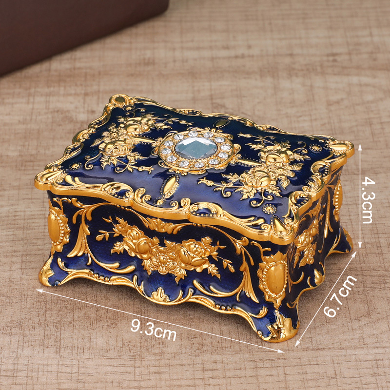 Stil european cutie de bijuterii metalică emailată culoare creativă inel colier cercei cutie de depozitare Vintage nod cadou de căsătorie