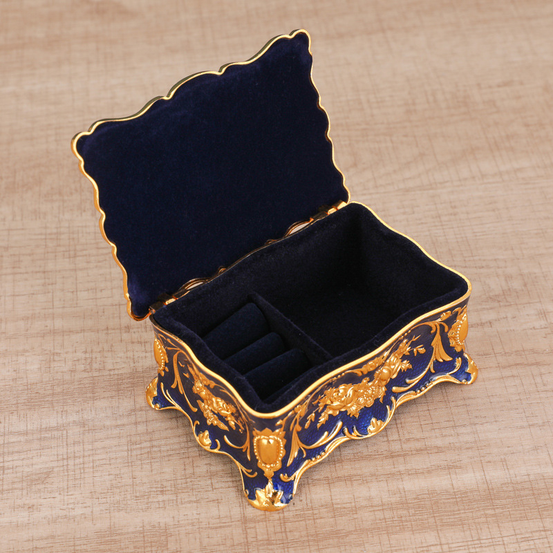 Stil european cutie de bijuterii metalică emailată culoare creativă inel colier cercei cutie de depozitare Vintage nod cadou de căsătorie