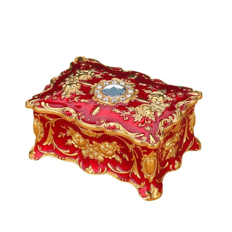 Stil european cutie de bijuterii metalică emailată culoare creativă inel colier cercei cutie de depozitare Vintage nod cadou de căsătorie