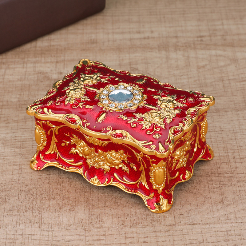 Stil european cutie de bijuterii metalică emailată culoare creativă inel colier cercei cutie de depozitare Vintage nod cadou de căsătorie