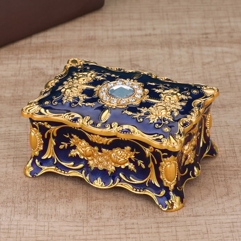 Stil european cutie de bijuterii metalică emailată culoare creativă inel colier cercei cutie de depozitare Vintage nod cadou de căsătorie